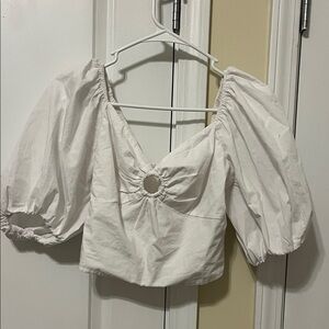 Abercrombie & Fitch White Puff Sleeve Top